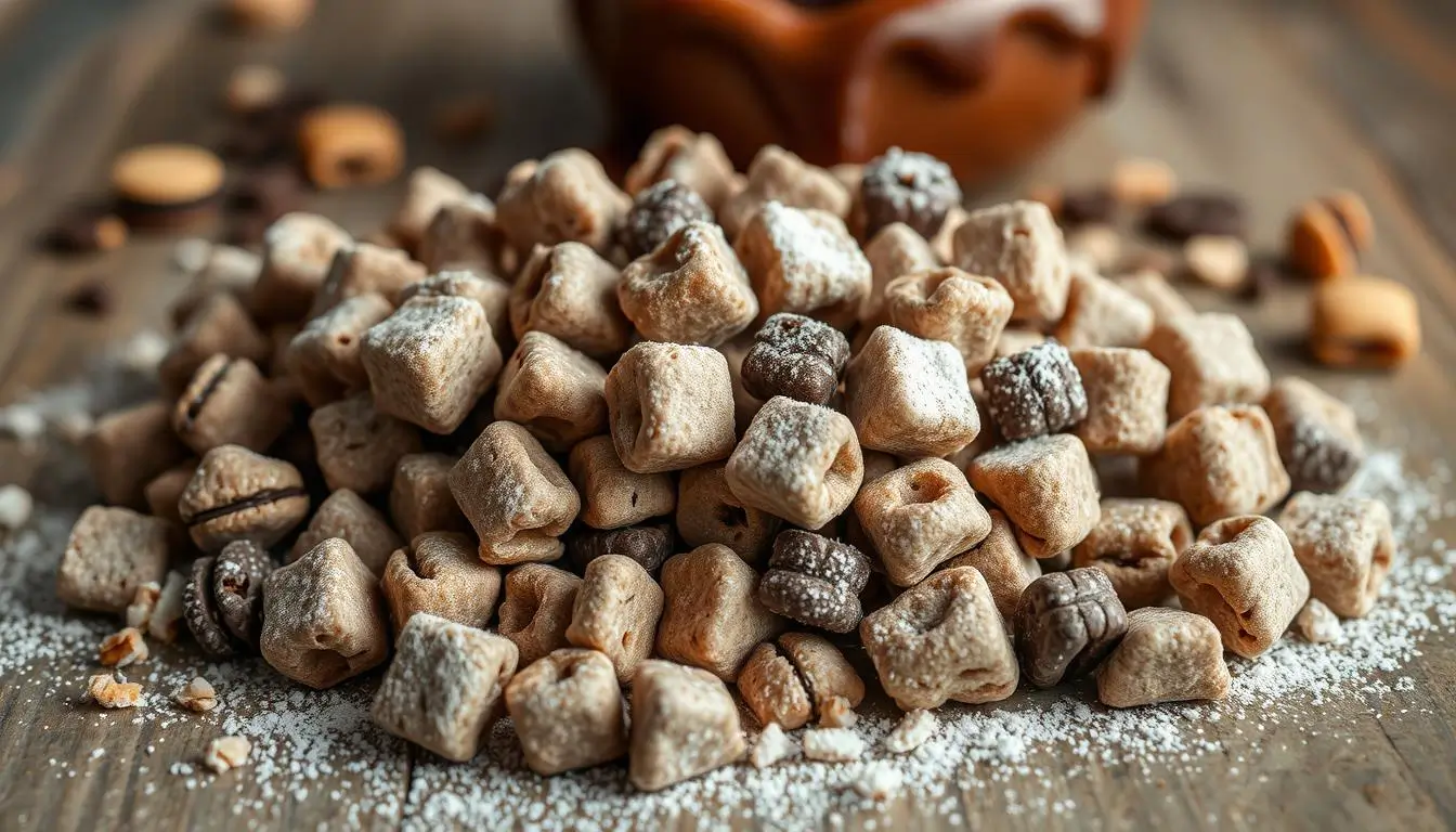 Muddy Buddies, or Puppy Chow or Reindeer Chow, are a favorite snack in the United States. They mix chocolate, peanut butter, and crunchy cereal for a tasty treat. They're great for parties, movie nights, or when you want something sweet and crunchy.